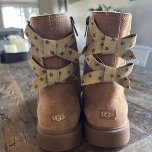 UGG Kids Tan Boots with Starry Bows